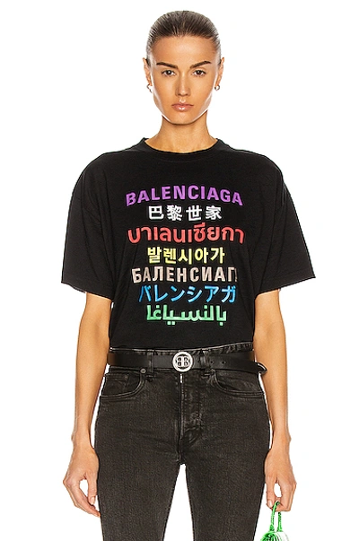 Shop Balenciaga Medium Fit T Shirt In Black & Multicolor