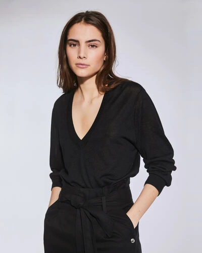 Shop Iro Drive Relaxed V Neck Sweater In Black