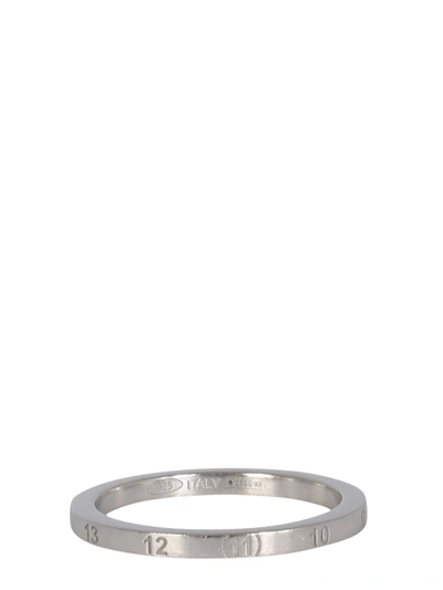 Shop Maison Margiela Thin Ring With Numeric Logo In Argento