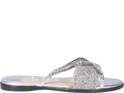 Shop Jimmy Choo Aadi Flat Sandals In Silver