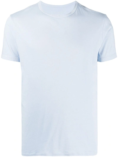 Shop Officine Generale Finished-edge Cotton T-shirt In Blue