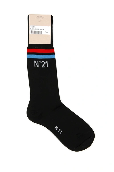 Shop N°21 Medium Cotton Socks In Nero