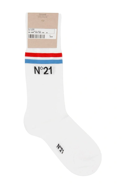 Shop N°21 Medium Cotton Socks In Bianco Ottico (white)