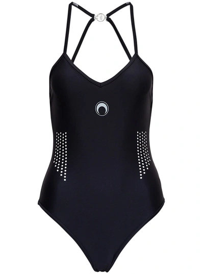 Shop Marine Serre One-piece Swimsuit With Logo In Black