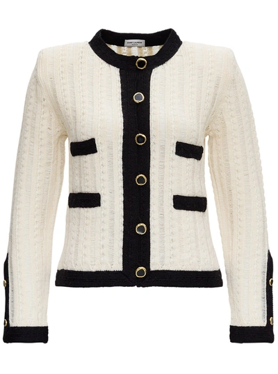 Shop Saint Laurent Tailored Wool Jacket In White