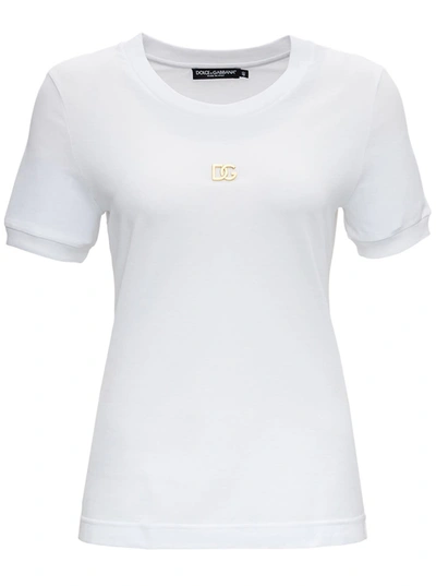 Shop Dolce & Gabbana Cotton T-shirt With Front Logo In White