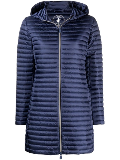 Shop Save The Duck Alberta Ecological Long Down Jacket In Blu