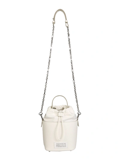 Shop Maison Margiela Bucket Bag With Logo In Bianco