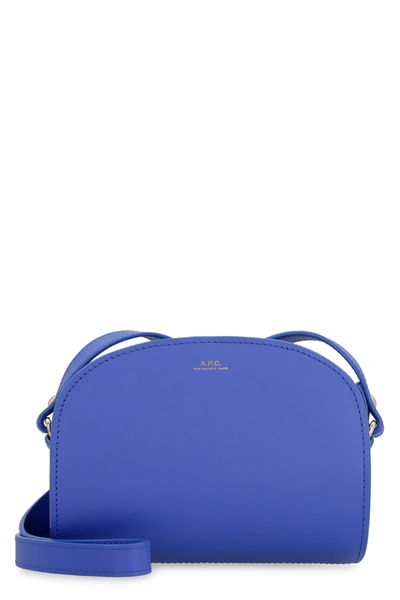 Shop Apc Demi-lune Leather Crossbody Bag In Blue