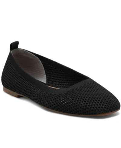 Lucky Brand Daneric Womens Perforated Square Toe Ballet Flats In Black