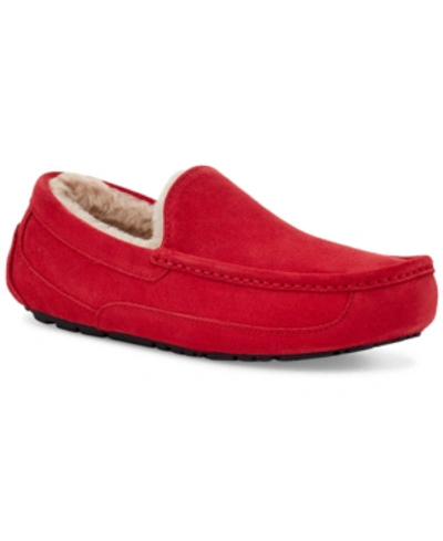 Shop Ugg Men's Ascot Moccasin Slippers Men's Shoes In Samba Red