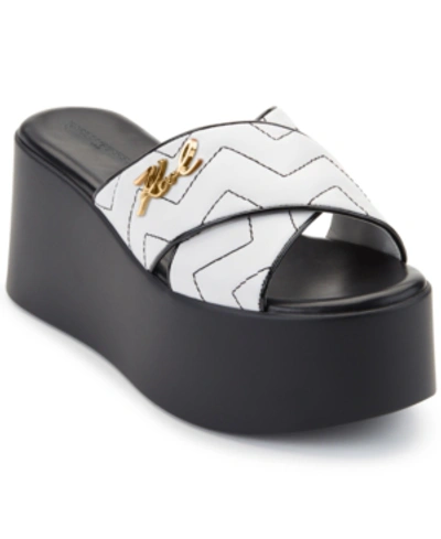 Shop Karl Lagerfeld Ramona Platform Sandals Women's Shoes In White/black