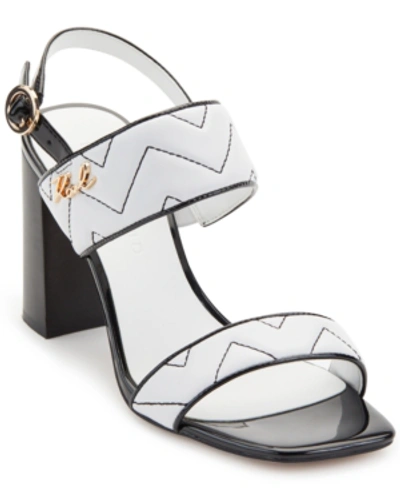 Shop Karl Lagerfeld Radina Block-heel Sandals Women's Shoes In White/black