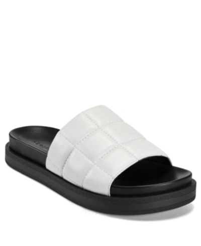 Shop Aerosoles Women's Leila Casual Slide Sandals Women's Shoes In White Leather