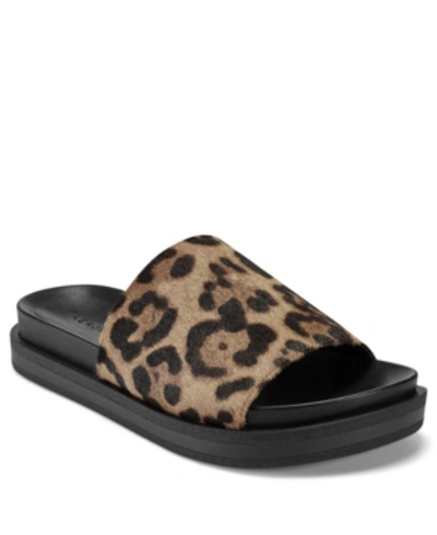Shop Aerosoles Women's Leila Casual Slide Sandals Women's Shoes In Leopard Tan