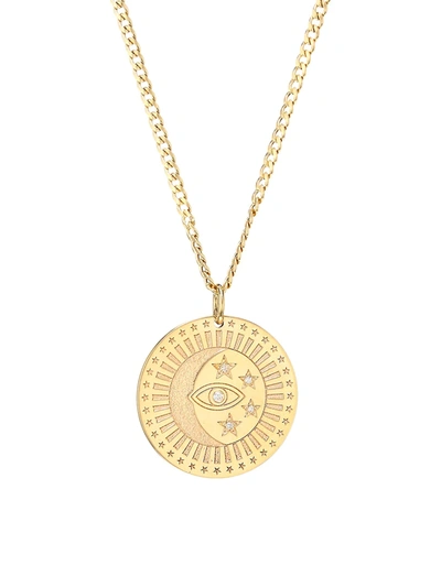 Shop Zoë Chicco Women's Medium 14k Yellow Gold & Diamond Celestial Protection Pendant Necklace