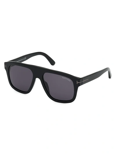 Shop Tom Ford 56mm Plastic Sunglasses In Shiny Black Smoke Lenses