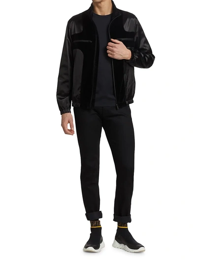 Shop Fendi Weight Satin Puffer Jacket In Black