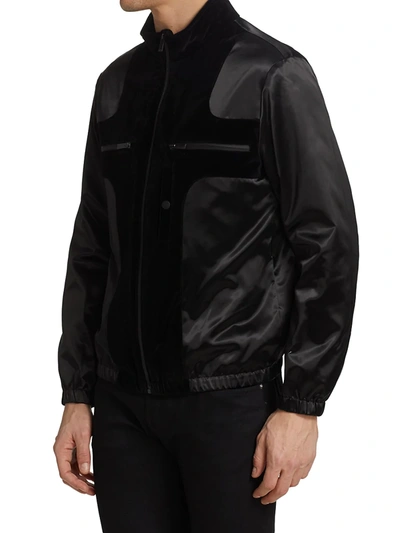 Shop Fendi Weight Satin Puffer Jacket In Black