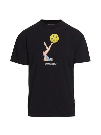 Shop Palm Angels Men's Pin-up Cotton T-shirt In Black Pink