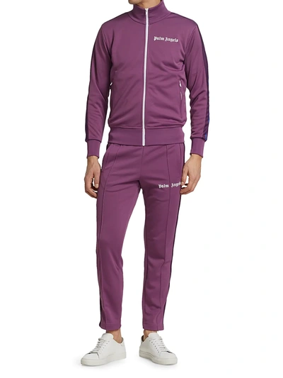 Shop Palm Angels Men's College Track Jacket In Grape White