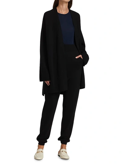 Shop St John Milano Wool Knit Drop Shoulder High-low Cardigan In Black