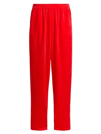 Shop Balenciaga Velour Tracksuit Pants In Tango Red