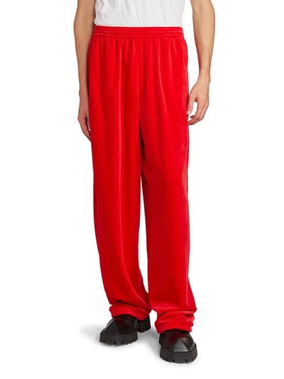Balenciaga Men's Relaxed Velvet Track Pants In Red | ModeSens