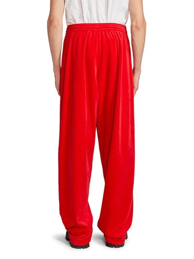 Shop Balenciaga Velour Tracksuit Pants In Tango Red