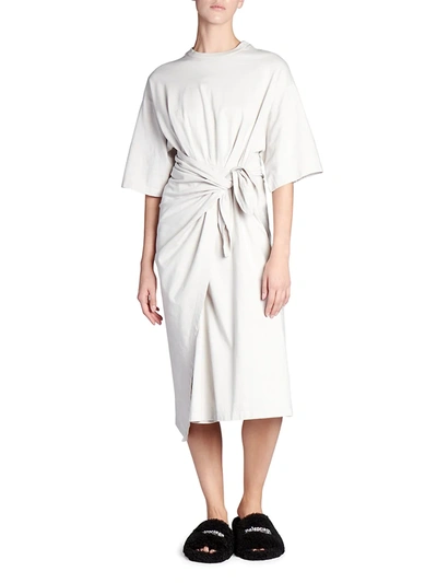 Shop Balenciaga Short-sleeve Wrap T-shirt Dress In Cement Grey