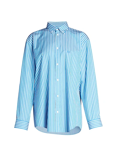 Shop Balenciaga Striped Shirt In Azure