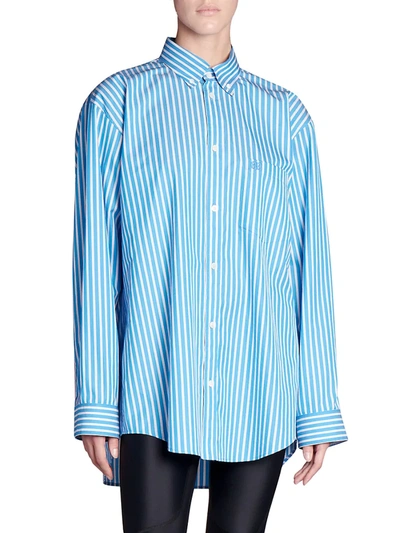 Shop Balenciaga Striped Shirt In Azure