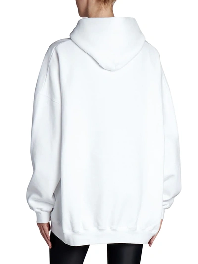 Shop Balenciaga Love Earth Oversized Graphic Hoodie In White Black