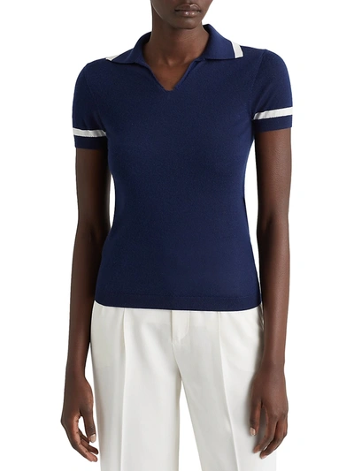 Shop Ralph Lauren Cashmere Polo Sweater In Bright Navy