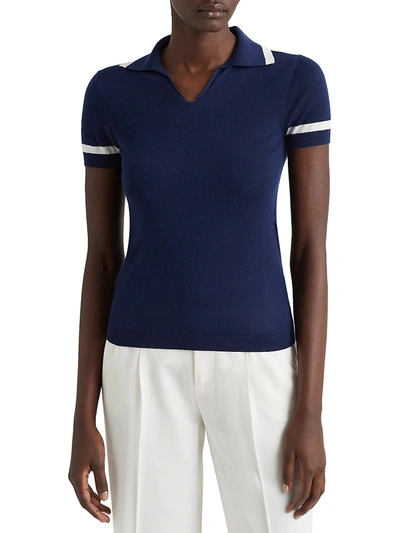 Shop Ralph Lauren Cashmere Polo Sweater In Bright Navy