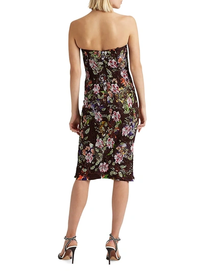 Shop Ralph Lauren Karolin Embellished Lace Cocktail Dress In Bright Brown