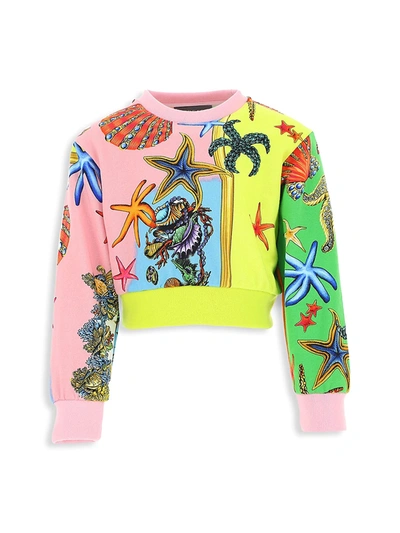 Shop Versace Girl's Tresor De La Mer Sweatshirt In Yellow Multi