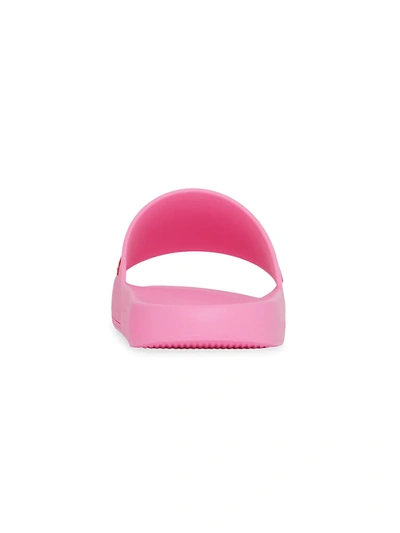 Shop Burberry Women's Furley Logo Pool Slides In Bubble Gum Pink