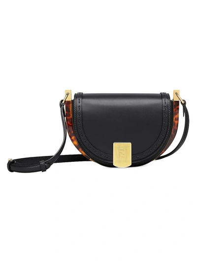 Shop Fendi Women's Moonlight Leather Saddle Bag In Dark Brown