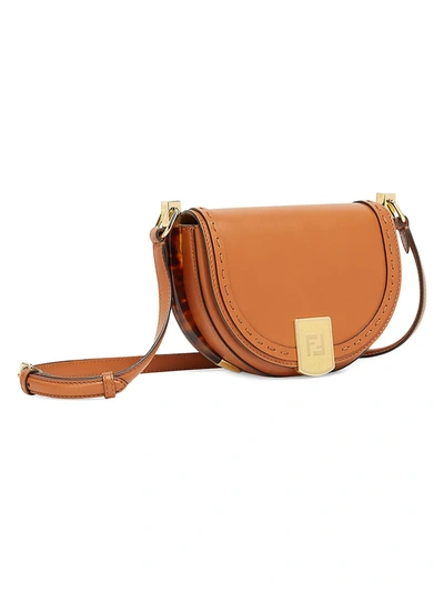 Shop Fendi Women's Moonlight Leather Saddle Bag In Clementine