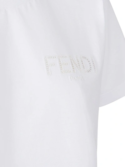Shop Fendi Logo Lattice T-shirt In White