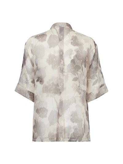 Shop Fendi Shady Flowers Organza Blouse In Black