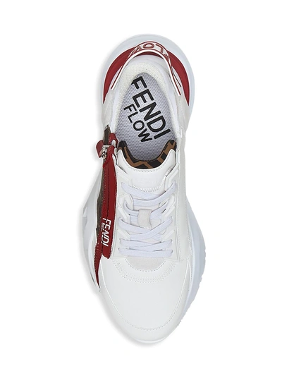 Shop Fendi Mix Media  Flow Sneakers In Tab White
