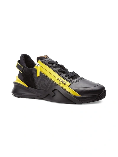 Fendi Black & Yellow Flow Low-top Sneakers | ModeSens