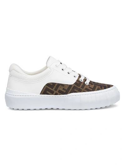 Shop Fendi Men's  Force Ff Patch Sneakers In Tab Nero White