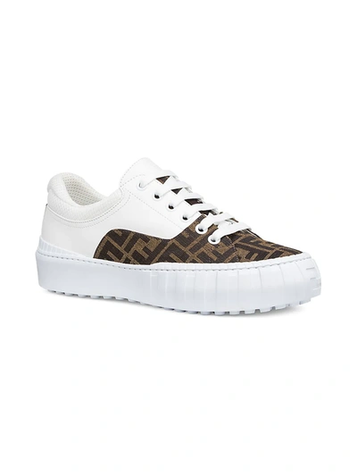 Shop Fendi Men's  Force Ff Patch Sneakers In Tab Nero White