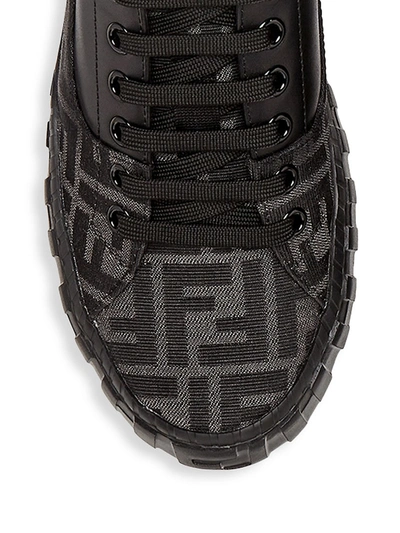 Shop Fendi Men's  Force Ff Patch Sneakers In Tab Nero White