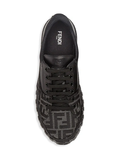 Shop Fendi Men's  Force Ff Patch Sneakers In Tab Nero White