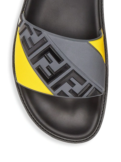 Shop Fendi Diagonal Logo Pool Slides In Maya Nero Rosso