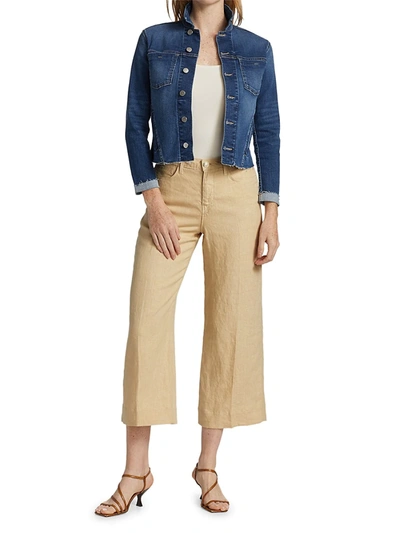 Shop L Agence Women's Janelle Slim-fit Raw-hem Denim Jacket